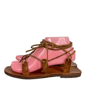 ANANIAS Sandals Women Shoe Size 8.5 - 9 Genuine Leather Gladiator Ankle Wrap Tie